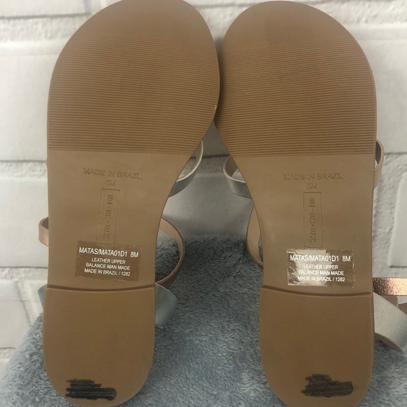 Matas Metallic Leather Flat Ankle Strap Sandals - Picture 8 of 8